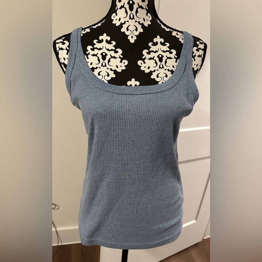 Route 66 Blue Ribbed Tank Top